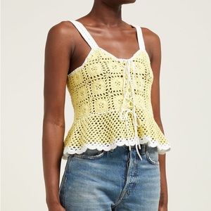 Staud Yellow Granny Square Crochet Top